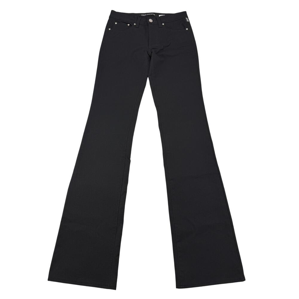 VERSACE Jeans Couture Boot Cut Mid Rise Pant Size 24 Black - Picture 2 of 7